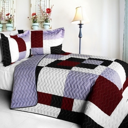 blancho bedding [Grape Princess] Brand New Vermicelli-Quilted Patchwork Quilt Set Full/Queen