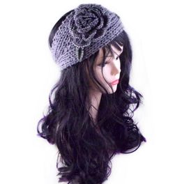 blancho bedding [Gray Floral] Women Winter/Autumn Decorative Woolen Headwear/Headband