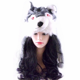Blancho Bedding Gray& White Lovely Winter/Autumn HUSKY Cap/Headwear With Barking Sound