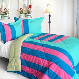 blancho bedding [Great Hometown] Quilted Patchwork Down Alternative Comforter Set (King Size)