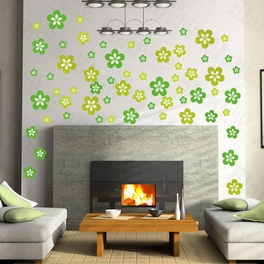 blancho bedding Green Blossoming Flowers - Large Wall Decals Stickers Appliques Home Decor
