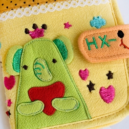 Blancho Bedding [Green Elephant] Embroidered Applique Fabric Art Wallet Purse / Card Holder (4.7*3.7)