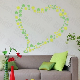 blancho bedding Green Floral Heart - Large Wall Decals Stickers Appliques Home Decor