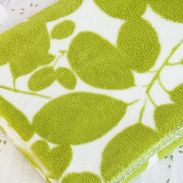 Blancho Bedding [Green Leaves] Japanese Coral Fleece Baby Throw Blanket (26 By 39.8 Inches)