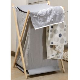 blancho bedding Grey Elephant Patchwork Crib Bedding Accessory - Hamper / Laundry Basket
