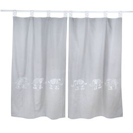 blancho bedding Grey Elephant Patchwork Crib Bedding Accessory - Window Curtain