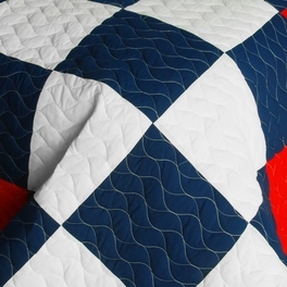 Blancho Bedding [Handsome Prince] 3PC Vermicelli-Quilted Patchwork Quilt Set (Full/Queen Size)