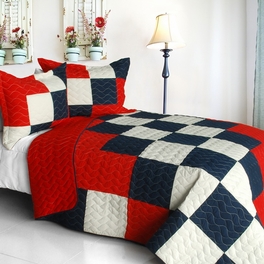 blancho bedding [Handsome Prince] 3PC Vermicelli-Quilted Patchwork Quilt Set (Full/Queen Size)