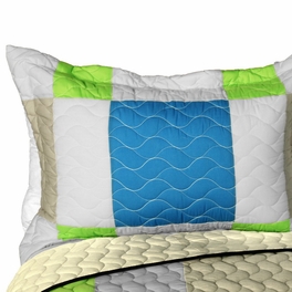 Blancho Bedding [Happiness Field] 3PC Vermicelli - Quilted Patchwork Quilt Set (Full/Queen Size)