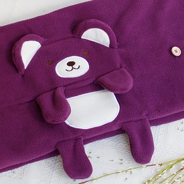 Blancho Bedding [Happy Bear - Purple] Embroidered Applique Coral Fleece Baby Throw Blanket (42.5 By 59.1 Inches)