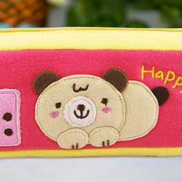 Blancho Bedding [Happy Day] Embroidered Applique Pencil Pouch Bag / Cosmetic Bag / Carrying Case (7.5*2.5*1.6)
