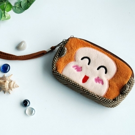 Blancho Bedding [Happy Monkey] Embroidered Applique Fabric Art Wallet Purse/ Pouch Bag(5.9 X 3.7 X 1.1 Inches)