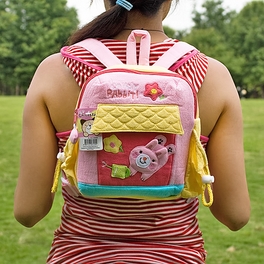 Blancho Bedding [Happy Rabbit] Embroidered Applique Kids School Backpack / Outdoor Backpack (7.9*8.7*2.4)