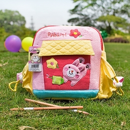 blancho bedding [Happy Rabbit] Embroidered Applique Kids School Backpack / Outdoor Backpack (7.9*8.7*2.4)