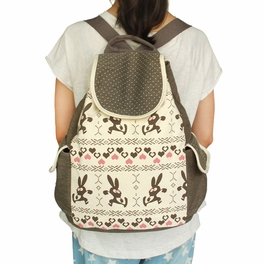 Blancho Bedding [Happy Trip] Fabric Art School Backpack Outdoor Daypack