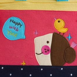 Blancho Bedding [Happy With You] Embroidered Applique Fabric Art Tote Bag / Shopper Bag (9.3*7.2*4.2)