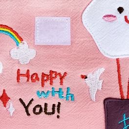 Blancho Bedding [Happy With You] Embroidered Applique Fabric Art Wallet Purse / Card Holder / ID Holder (7.1*3.7)