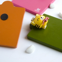 Blancho Bedding [Happy Yellow Cat] - Refrigerator Magnet Clip / Magnetic Clipboard