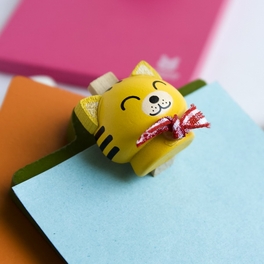 Blancho Bedding [Happy Yellow Cat] - Refrigerator Magnet Clip / Magnetic Clipboard