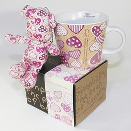 Blancho Bedding [Heart Pink] Stuffed Bear Mug (3.3 Inch Height)