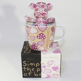 Blancho Bedding [Heart Pink] Stuffed Bear Mug (3.3 Inch Height)