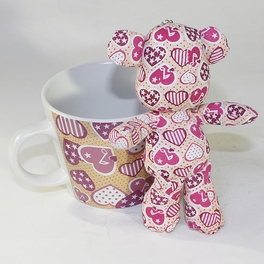 Blancho Bedding [Heart Pink] Stuffed Bear Mug (3.3 Inch Height)