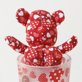 Blancho Bedding [Heart Red] Stuffed Bear Glass Cup (6.3 Inch Height)