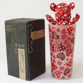 blancho bedding [Heart Red] Stuffed Bear Glass Cup (6.3 inch height)