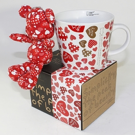 Blancho Bedding [Heart Red] Stuffed Bear Mug (3.3 Inch Height)