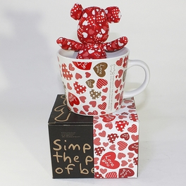 Blancho Bedding [Heart Red] Stuffed Bear Mug (3.3 Inch Height)