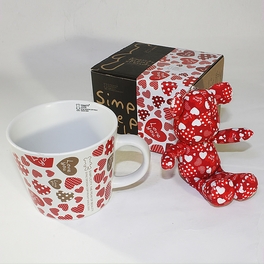 Blancho Bedding [Heart Red] Stuffed Bear Mug (3.3 Inch Height)