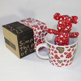 blancho bedding [Heart Red] Stuffed Bear Mug (3.3 inch height)