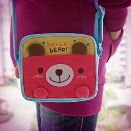 Blancho Bedding [Hello Bear] Embroidered Applique Swingpack Bag Purse / Wallet Bag / Shoulder Bag (5.5*4.7*1.2)