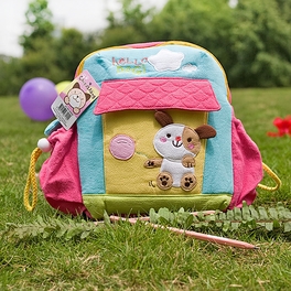 blancho bedding [Hello Dog] Embroidered Applique Kids School Backpack / Outdoor Backpack (7.9*8.7*2.4)
