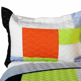 Blancho Bedding [Her Words] Brand New Vermicelli-Quilted Patchwork Quilt Set Full/Queen