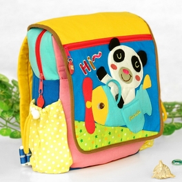 Blancho Bedding [Hi Panda] Embroidered Applique Kids Fabric Art School Backpack / Outdoor Backpack (9.2*10.4*2.7)