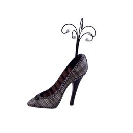 blancho bedding High Heel Plaid Shoe Shape Ring Displays Black