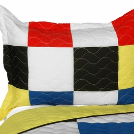 Blancho Bedding [Hodgepodge] Vermicelli-Quilted Patchwork Plaid Quilt Set Full/Queen