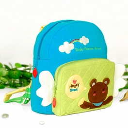 Blancho Bedding [Honey Bear] Embroidered Applique Kids Fabric Art School Backpack / Outdoor Backpack (8.7*9*2.8)
