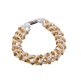 blancho bedding Honey Faceted Crystals Small Clear Beads Bracelet Stylish