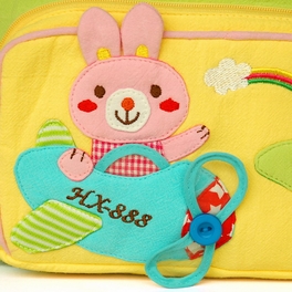 Blancho Bedding [Honey Rabbit] Embroidered Applique Kids Fabric Art School Backpack / Outdoor Backpack (8.2*9.0*2.3)