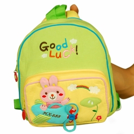 Blancho Bedding [Honey Rabbit] Embroidered Applique Kids Fabric Art School Backpack / Outdoor Backpack (8.2*9.0*2.3)