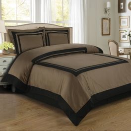 blancho bedding Hotel Taupe/Black Egyptian Cotton Duvet Cover Set King/ Cal King (3PC)