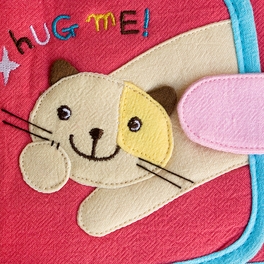 Blancho Bedding [Hug Me] Embroidered Applique Fabric Art Trifold Wallet Purse / Card Holder (4.7*4.3)