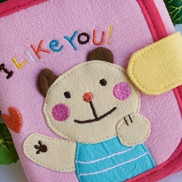 Blancho Bedding [I Like You] Embroidered Applique Fabric Art Trifold Wallet Purse / Card Holder (4.7*4.3)