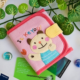 blancho bedding [I Like You] Embroidered Applique Fabric Art Trifold Wallet Purse / Card Holder (4.7*4.3)