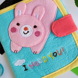 Blancho Bedding [I Need You] Embroidered Applique Fabric Art Trifold Wallet Purse / Card Holder (4.7*4.3)