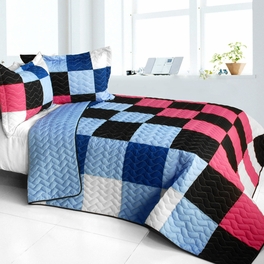 blancho bedding [Ice Fire] 3PC Vermicelli - Quilted Patchwork Quilt Set (Full/Queen Size)