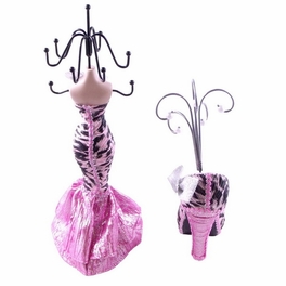 Blancho Bedding [Iris] Jewelry Display Holder Stand Combo Pink