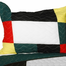 Blancho Bedding [Italianism] Vermicelli-Quilted Patchwork Striped Quilt Set Full/Queen